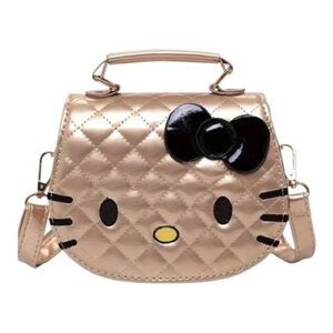 Gold Quilted Hello Kitty Crossbody Bag